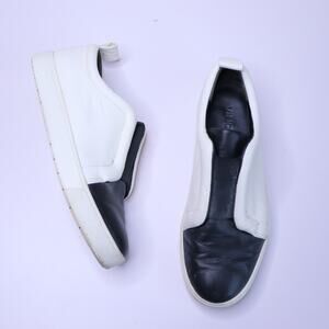 VINCE Caden Slip On Sneakers Leather Black White Round Toe Women's 7.5M